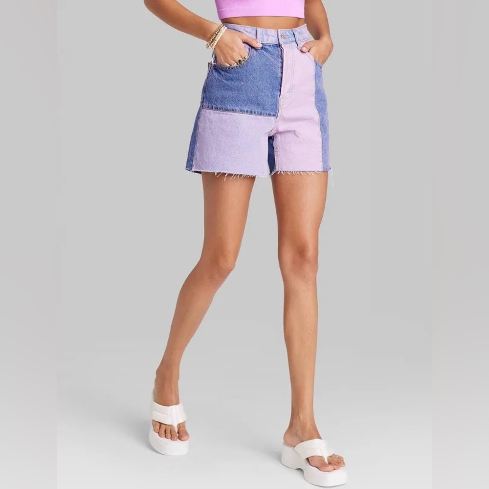 Wild Fable Super High Rise Denim Patchwork Shorts